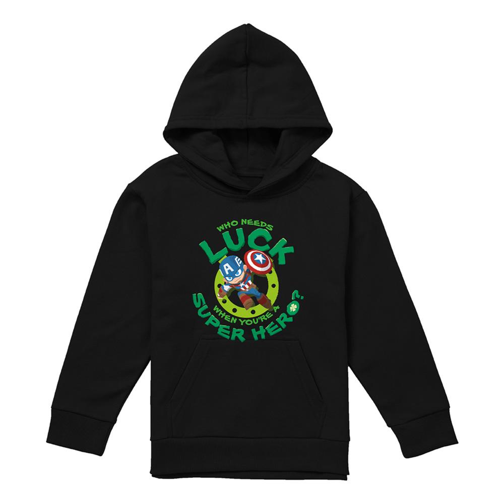Captain America Childrens/Kids St Patrick's Day Lucky Superhero Heather Pull Over Hoodie