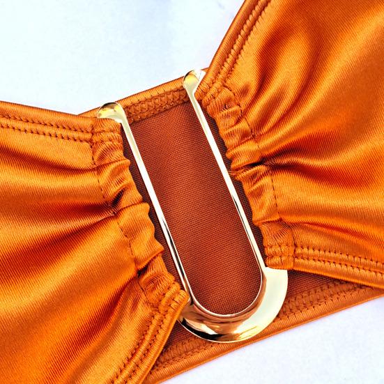 2 шт./компл. женский комплект бикини с открытыми плечами без бретелек атласный эластичный быстросохнущий мягкий беспроводной горячий купальный костюм женский купальник купальник