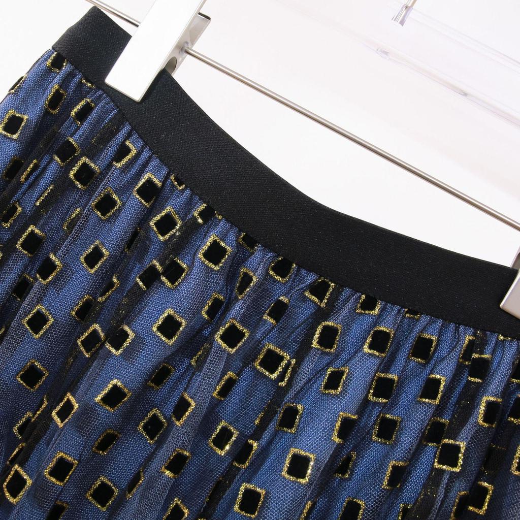 Women's Flocked Mesh Gauze High Waist Skirt - Spring/Autumn 2025 Mid-Length Cake Skirt