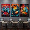 3pcs/set Gaming Graffiti Gamepad Earphone Funny Wall Art Canvas Poster Gamer Room Wall Decor Prints Modern Living Room Posters