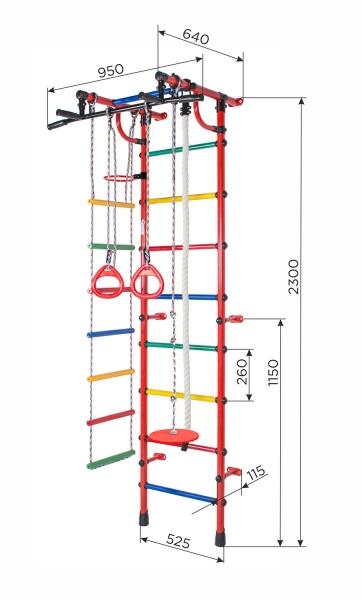 Лестница гимнастическая Gamma Plus Monkey брусья - цветные