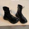 Супермягкая кожаная платформа британские ботинки Мартина женские 2025 новые на шнуровке с задней молнией короткие ботинки женские весна и осень