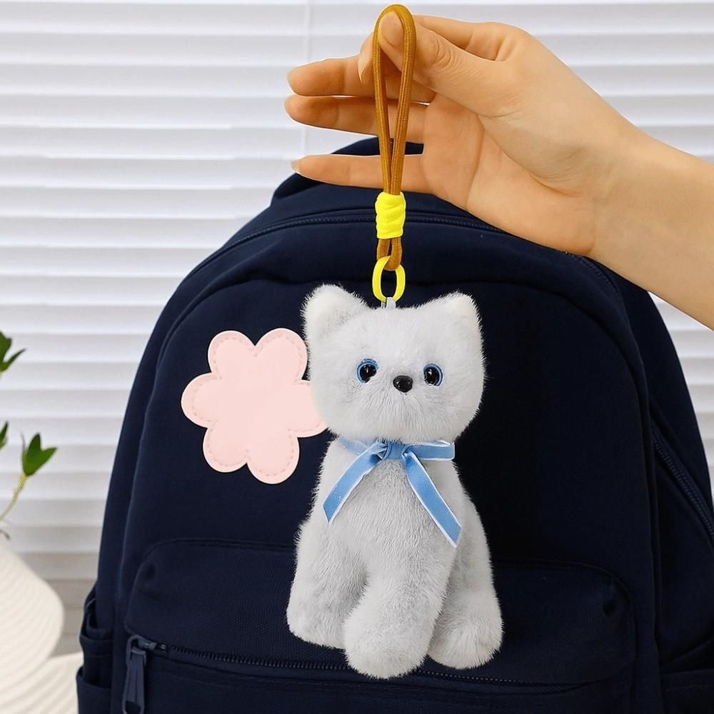 Fluffy Small Cat Plush Keychain Lifelike Simulated Cat Plush Doll Cat Plush Bag Pendant Friend