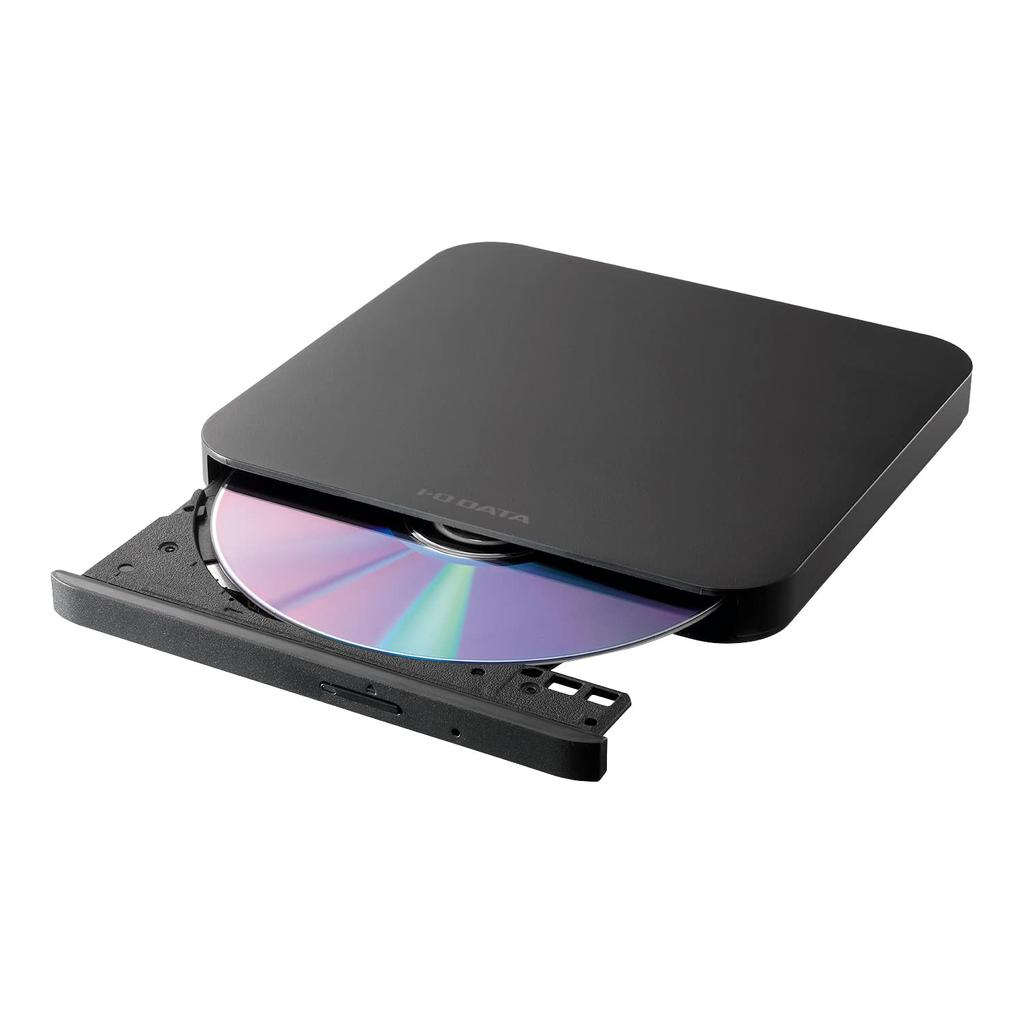 IODATA Portable DVD Drive with Software USB A Bus Power Compatible with OS Black Editing/Playback/Storage Windows/macOS/Chrome DVRP-US8XK