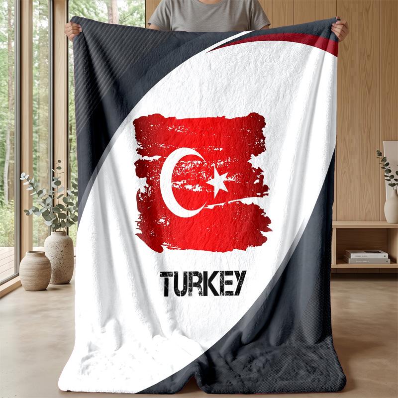 Turkey Football Printed Flannel Blanket Skin Friendly Warm Decorative Throw for Indoor Couch Bed Daily Use
