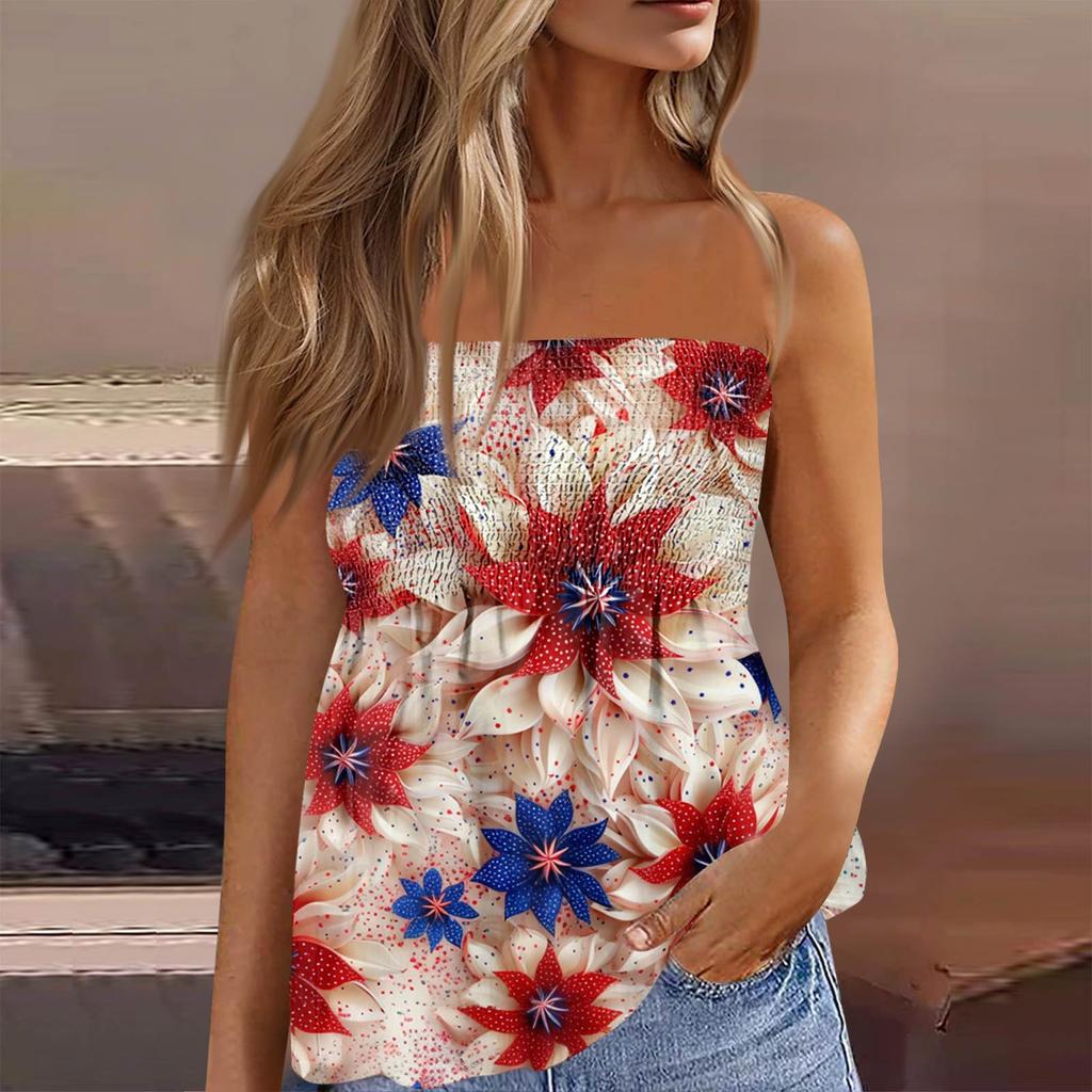 Летние топы-трубы для женщин, милая сексуальная футболка без рукавов с принтом на открытых плечах