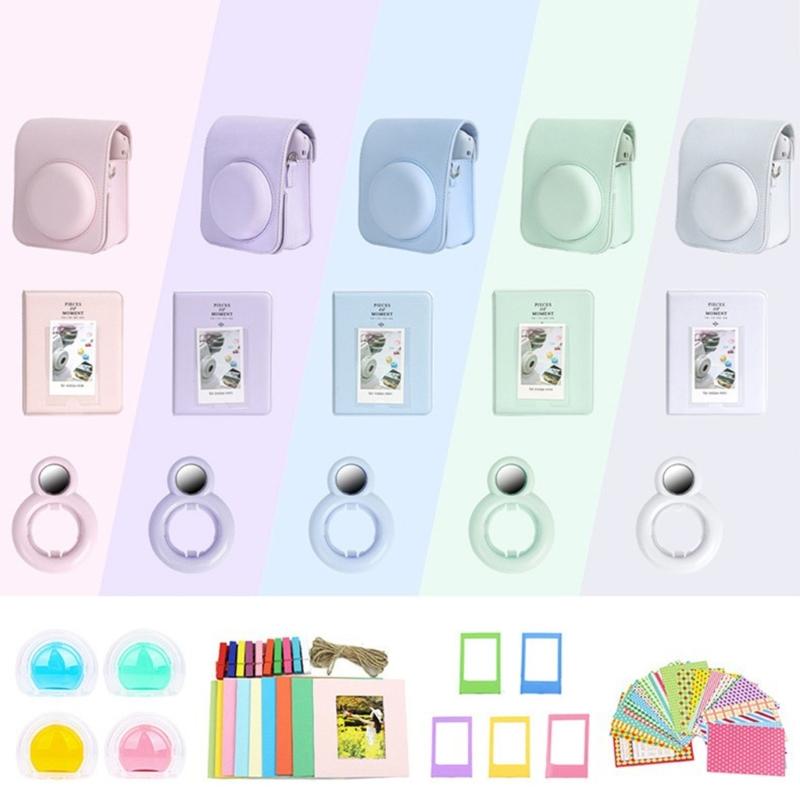 Для Mini 12 Защитная ПУ сумка-чехол для камеры - с альбомом для хранения фотографий, фильтром для селфи-объектива, комплектом «все в одном»