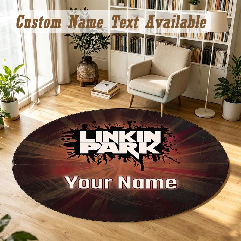 Round Rug Custom NameLinkin Park Pattern Non Slip Carpet Home Floor Decor