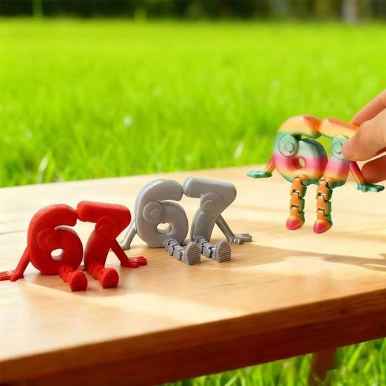 Yousheng 67 Мем Коллекционная фигурка 3D-печать Шарнирная 67 Игрушка-непоседа Гибкая мини-статуэтка с цифрой для декора дома, офиса, рабочего стола