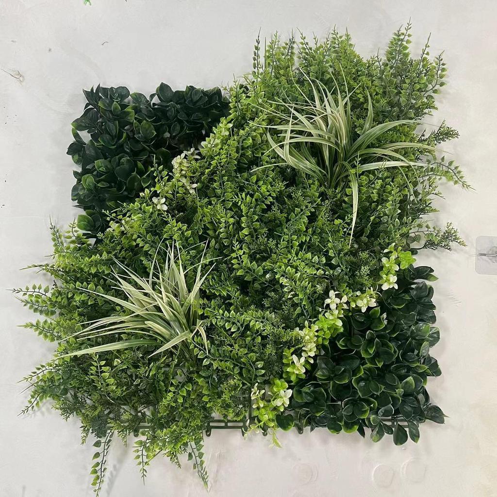 50×50cm Artificial Green Plant Wall - Plastic Vertical Garden, Fake Flower Wall, Synthetic Turf Background