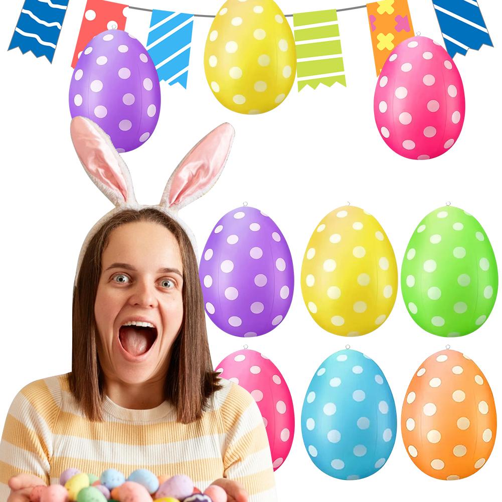Надувной пасхальный шар-яйцо Сделай сам Гигантский шар-яйцо Устойчивый к истиранию Цветной шар-яйцо для подвешивания на улице в саду, во дворе, на газоне
