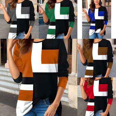 Женская футболка с геометрическим колорблоком и длинным рукавом