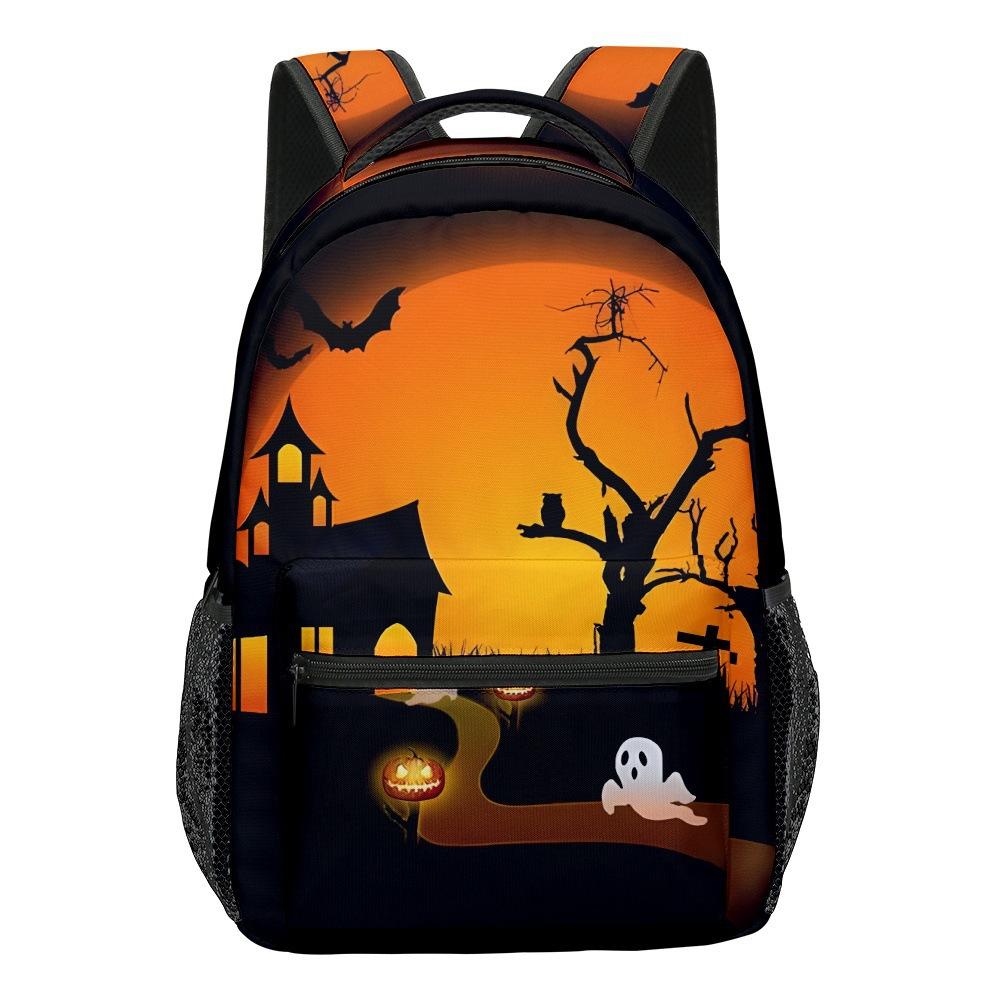 Cartoon Kpop Youthful School Bags Unisex Halloween Pumpkin Travel Bags 3D Print Oxford Waterproof Notebook Shoulder Backpacks