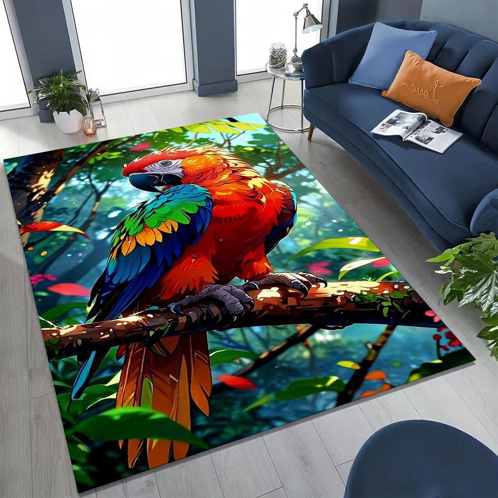 Красочный тропический попугай ара, натуральное искусство птиц, ковер для спальни, гостиной, дивана, домашний коврик для двери, декор, большой нескользящий коврик для пола