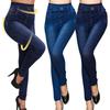 Women Plus Size Pencil Pants Imitation Jeans Denim Pants High Waist Leggings Casual