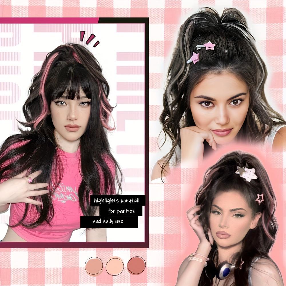 Элегантные яркие цветные синтетические волокна, хвостик, зажим для наращивания волос для женщин, 14 дюймов, волнистый хвостик-фонтан