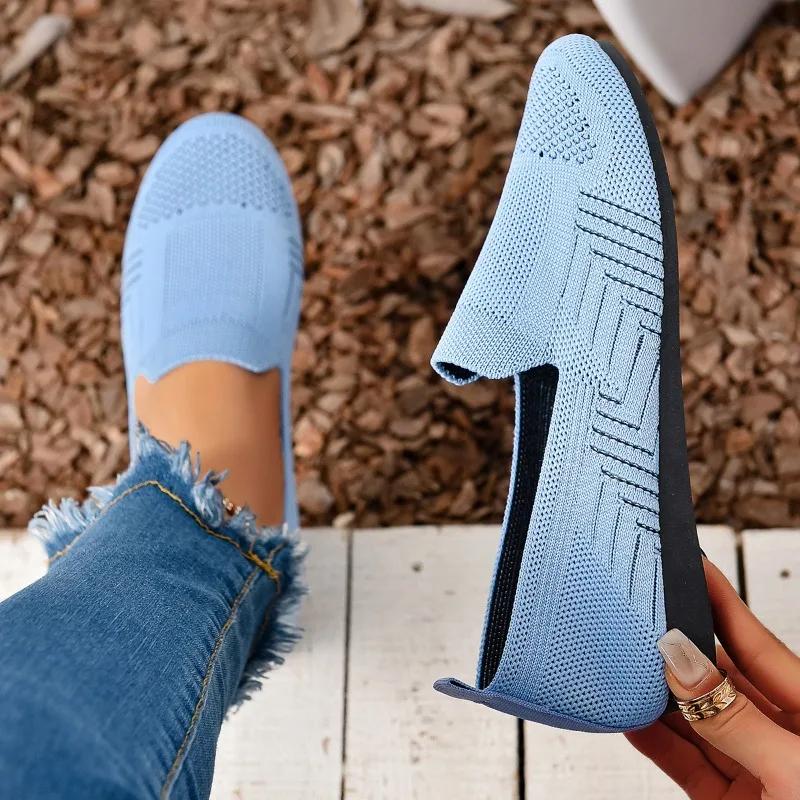 Горячая Распродажа Женская Обувь 2024 Модная Круглая Носок Ткань Дышащая и Удобная Однотонная Цветная Женская Обувь На Плоской Подошве