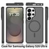 Чехол для Samsung Galaxy S26 Ultra S26 Plus, Магнитный, Матовый, PC+TPU, Защита от отпечатков пальцев, Гладкое касание, Полупрозрачный чехол