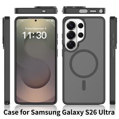 Чехол для Samsung Galaxy S26 Ultra S26 Plus, Магнитный, Матовый, PC+TPU, Защита от отпечатков пальцев, Гладкое касание, Полупрозрачный чехол