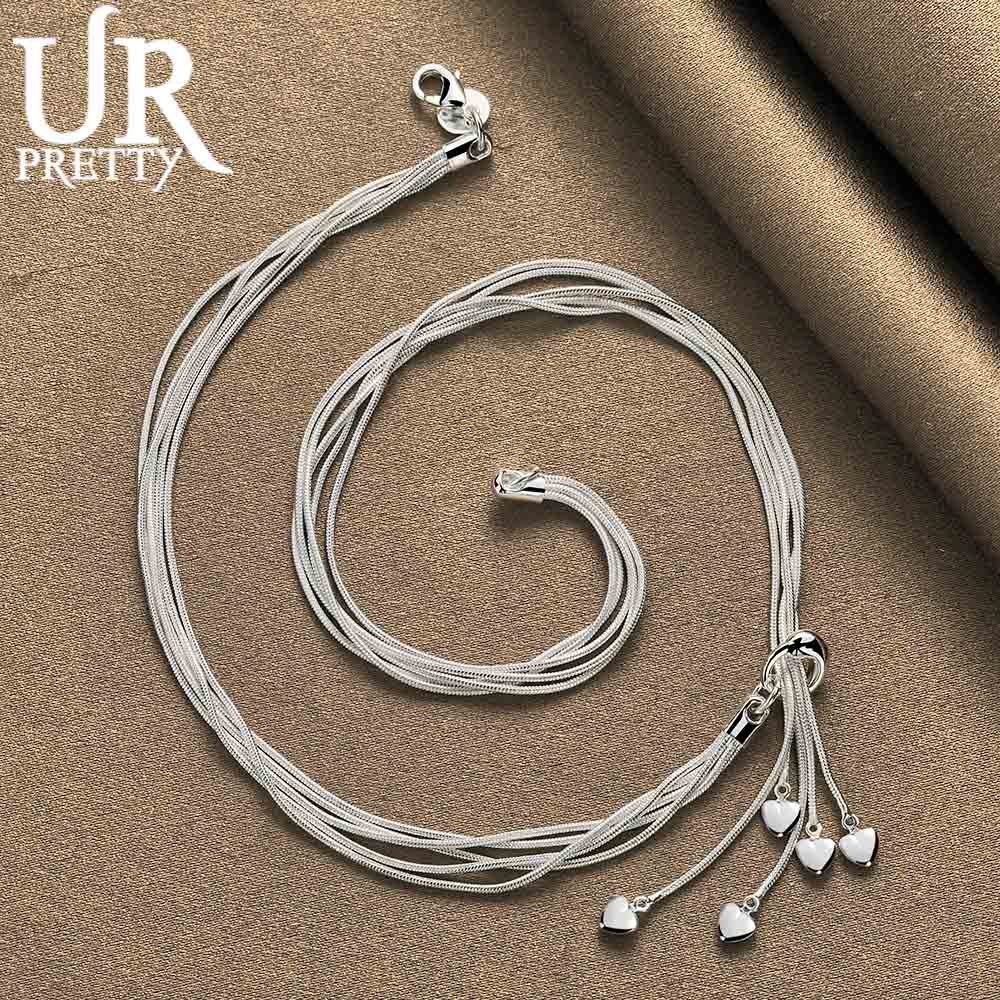Ожерелье из стерлингового серебра 925 пробы с подвеской в виде пяти сердец и цепочкой в виде змеи, модные свадебные украшения