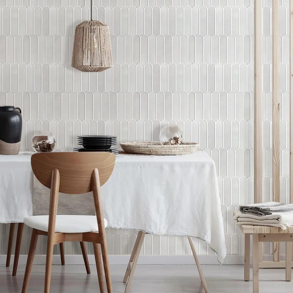 Самоклеящаяся 3D плитка для стен ПВХ Водонепроницаемая наклейка на стену Форма чешуи рыбы Устойчивая к плесени Кухонный фартук Для кухни Ванной комнаты