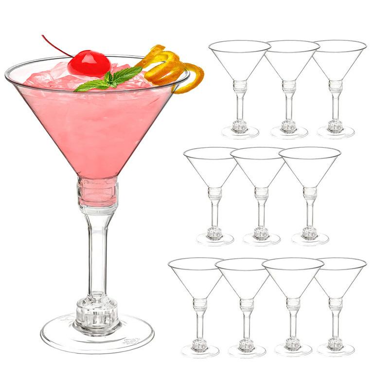 5Pcs/12Pcs Tall Mousse Glasses Transparent Martini Glasses Summer Margarita Glasses Cocktail Plastic Wine Glasses