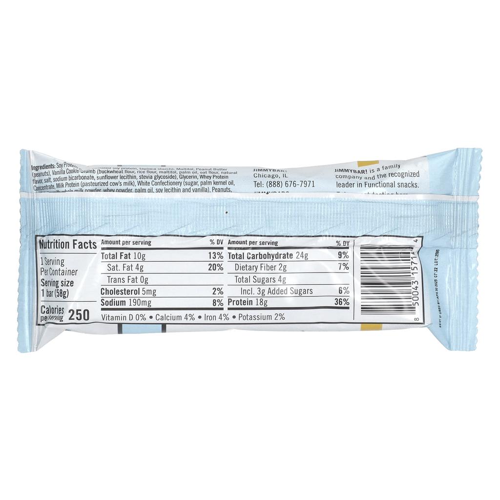 JiMMY! Bar Benefits, Protein Bar, Golden Vanilla Cookies 'N Cream, 12 Packs, 58g (2.05oz) Each
