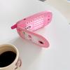 For iPhone 16 Pro Max Silicone Case Cute Pink Design Phone Back Cover with Lens Cover Kickstand Mirror