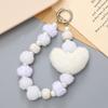 Цветной шнурок для мобильного телефона, мягкий браслет с бисером в форме сердца, подвесные украшения