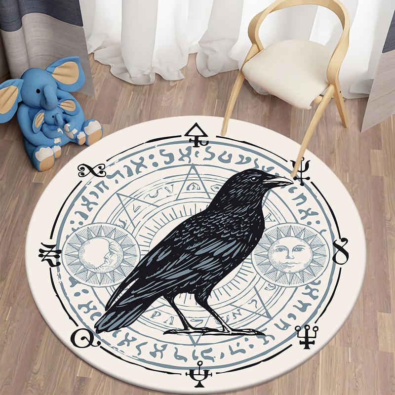 Круглый ковер для гостиной, коврик с загадочным принтом, винтажный детский напольный ковер для спальни, домашний декор, мягкий противоскользящий коврик