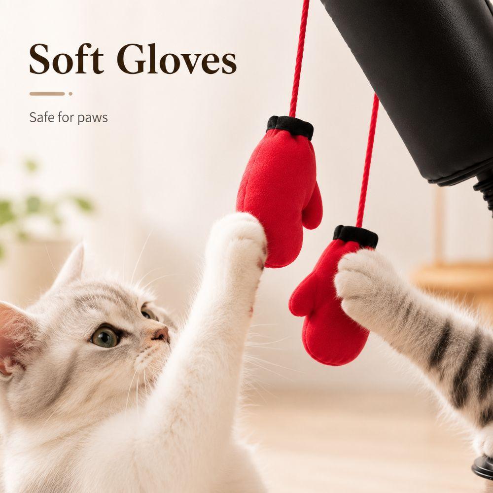 Suction Cup Base Cat Boxing Toy Spring Loaded Interactive Cat Toy Speed Bag Toy Indoor Cats