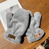 1 пара зимних варежек из искусственного меха, мягкие пушистые флисовые плюшевые женские перчатки без пальцев, уличные ветрозащитные теплые толстые термоперчатки для холодной погоды