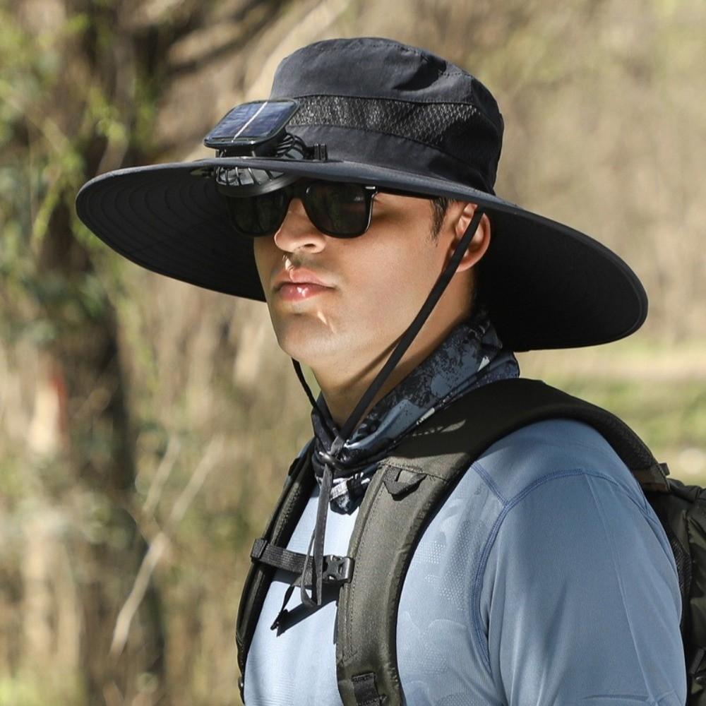 Breathable Solar Fan Hat UV Protection Fishing Bucket Hat Sun Hat with Fan  Hot Weather