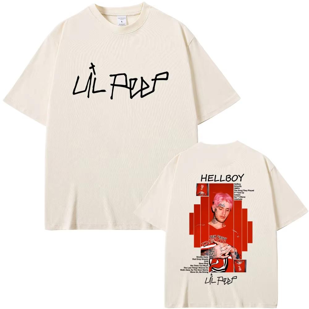 Rapper Lil Peep Hellboy Album Graphic Tshirt 2026 Men Women Hip Hop Fashion Streetwear Male Clothing Casual pure Cotton T Shirt