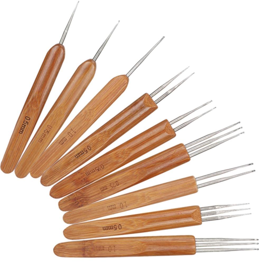 9Pcs 0.5mm 0.75mm Sizes Dreadlock Crochet Hook Braid Hair Weaving Tool Dreadlock Styling
