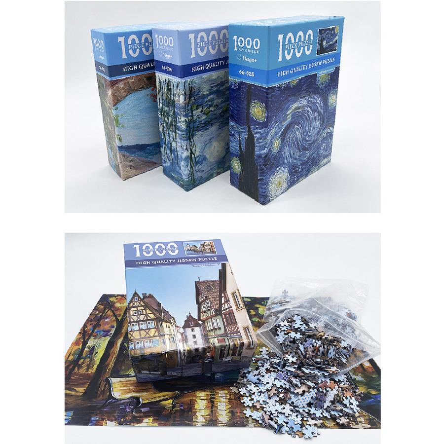 1000 шт. головоломка с картиной маслом для взрослых, бумажная головоломка, всемирно известные картины, звездный город, кувшинка, снежные мангровые деревья