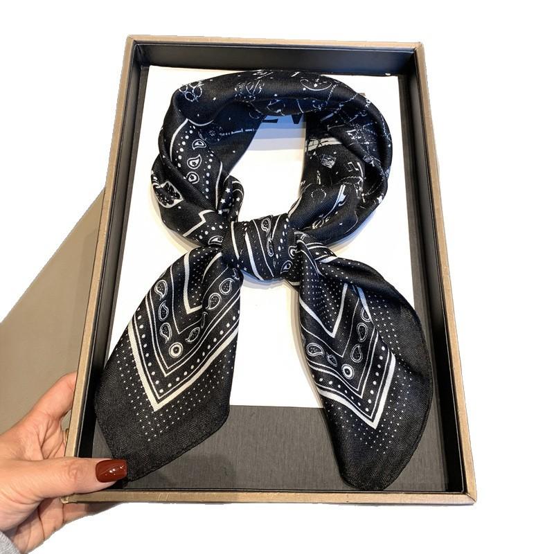 Classic Multi-Functional Versatile Streamer Sunshade Neck Scarf Trendy Decoration Outer Silk Scarf Hanging Ear Cashew Nut Small Silk Scarf