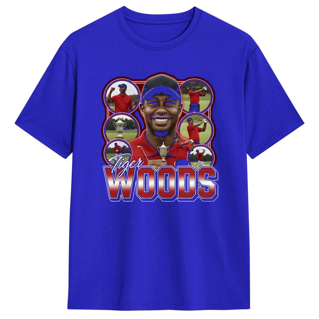 Большая футболка Летние Тигры WWoods Винтажный Бутлег Хип-Хоп Футболки Хлопковая Футболка для Унисекса Потрясающие Топы с Коротким Рукавом