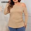 Women's Plus Size New Oblique Shoulder Halter Loose Pullover Long Sleeve Sexy Sweater