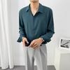 High-end Solid Color Shirt for Men Long-sleeved Spring Ice-sensing Shirt Korean Style Trendy Handsome Top Men