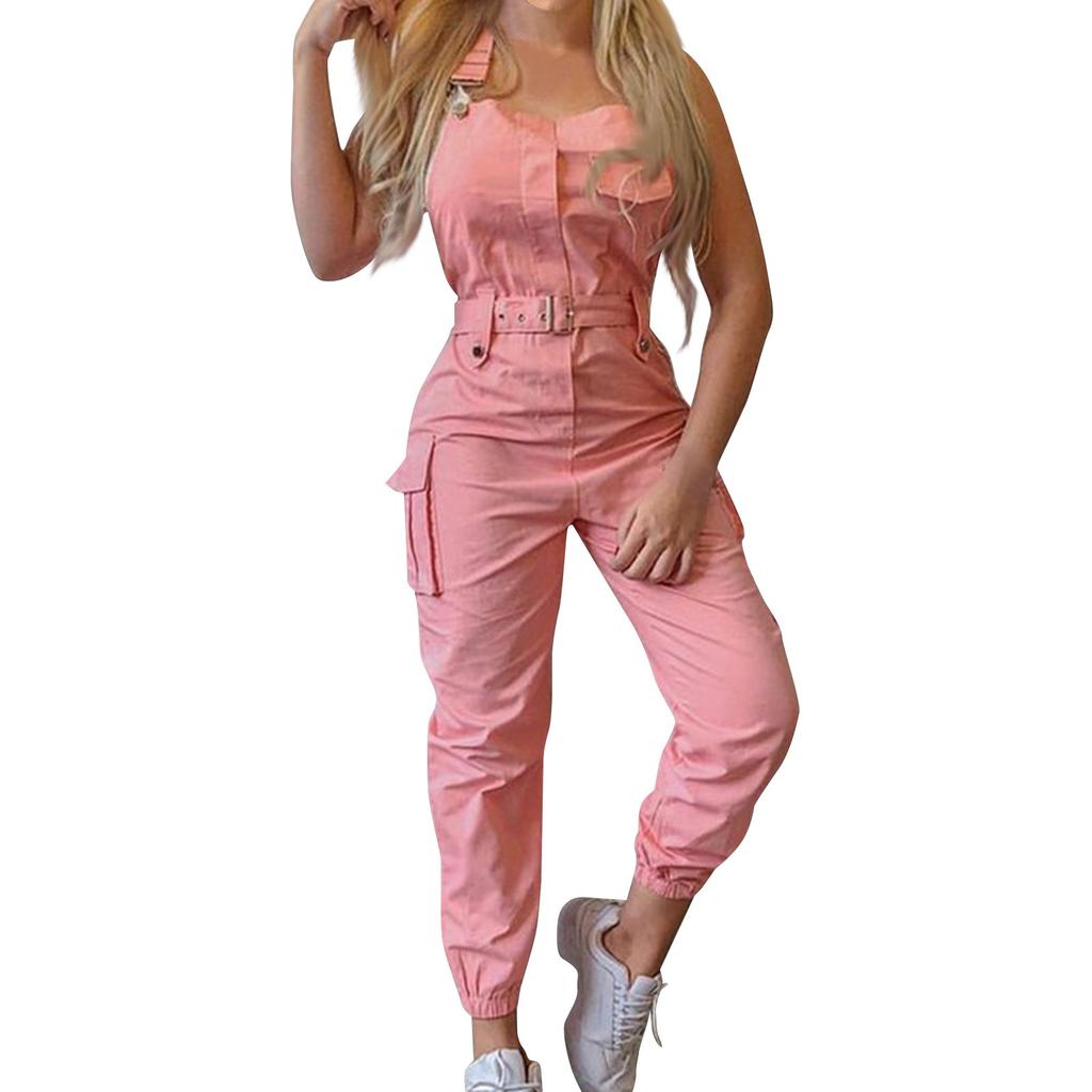 Женский модный комбинезон-карго с карманами-застежками