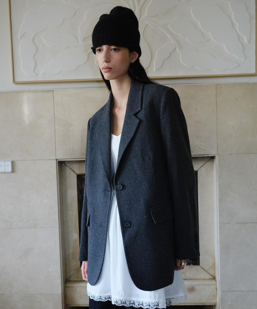 EN OR Wool Single Two Button Jacket - Dark Gray
