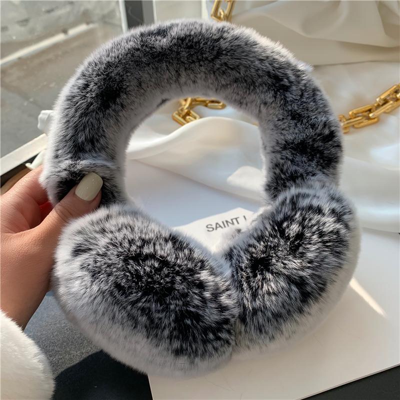 Ear Muffs For Women Winter EarWarmers Soft Warm Cable Furry Real Rex Rabbit Ear Covers For Cold Weather
