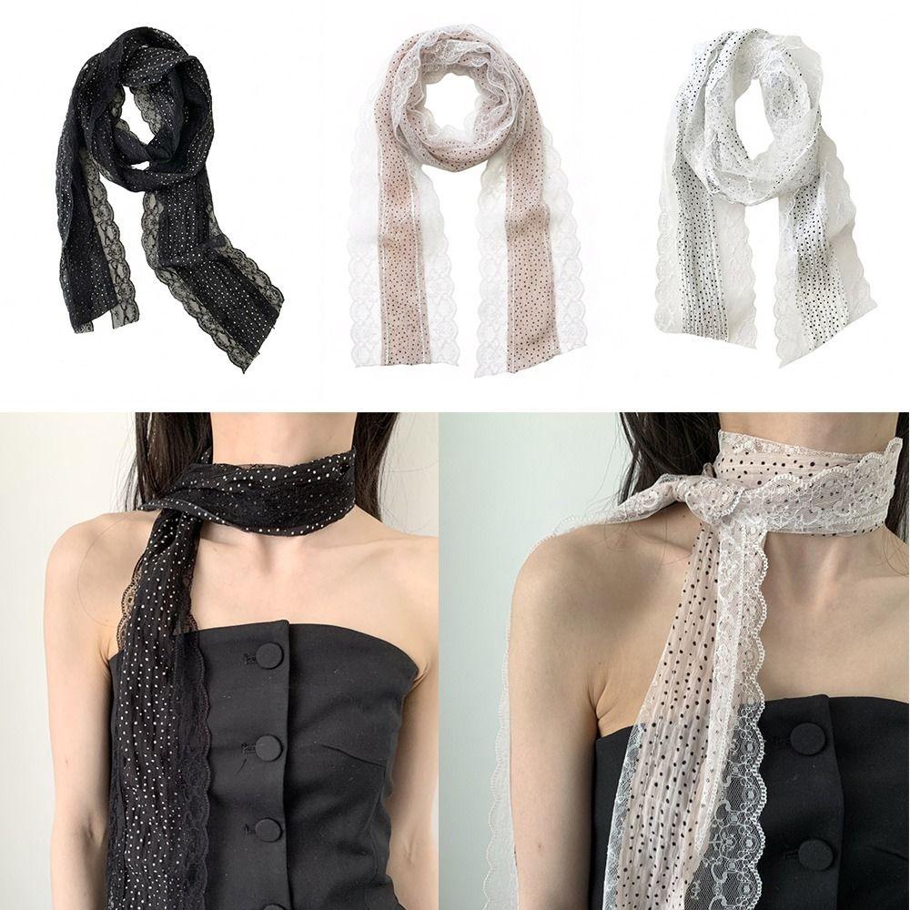 Black White Pink Photo-Ready Shawl Dots Headband Trendy Lace Scarf Photo Props