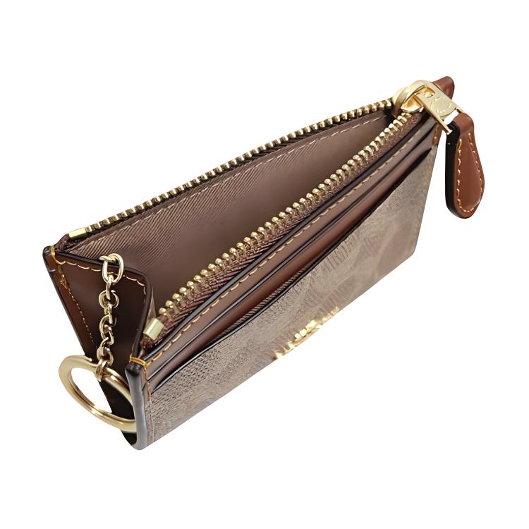 New COACH Skinny Id Case Artificial Leather Plastic Card Holder Mini Women's Brown Yellow & Brown CW870-IMXHE