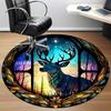 1pc Stained Glass Deer Office Round Area Rug, Under Office Chairs Bedroom Living Room Home Decor, Room Deco