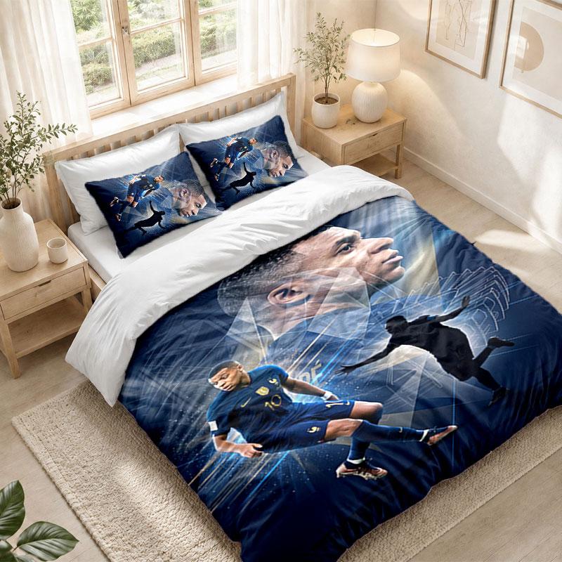 Bedding Set 1 Duvet Cover 2 Pillowcases Kylian Mbappe Print Bedroom Home Decoration