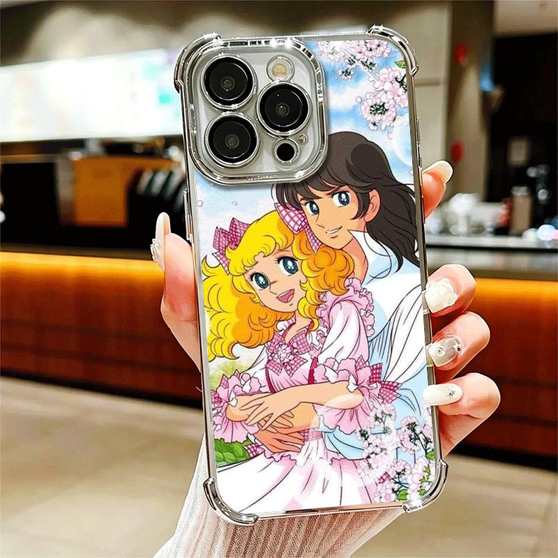 Candy 90s Cartoon Plating Phone Case For Iphone 16 17 Pro Max Air 16E 14 15 Plus 12 13 Mini Anti-Fall Airabag Cover