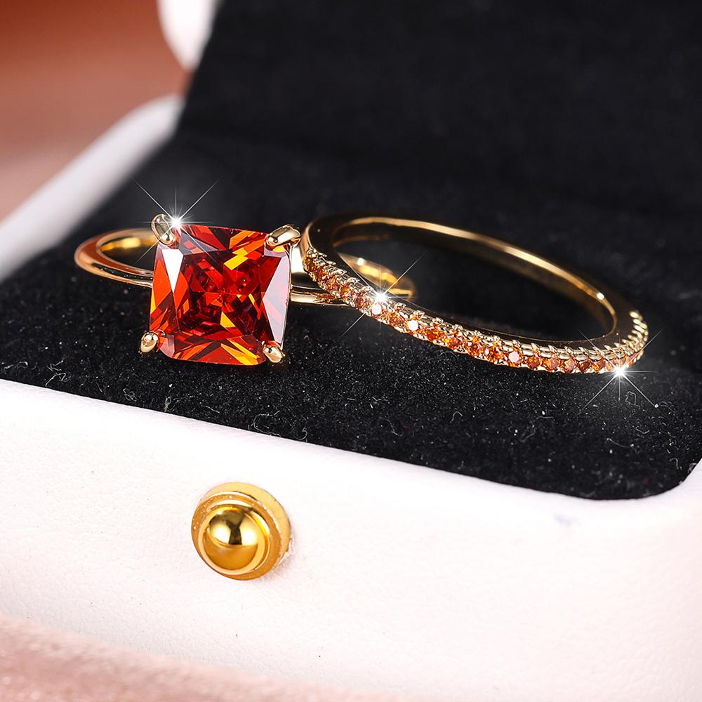 Элегантный комплект обручальных колец с зеленым цирконием принцессы для женщин, обручальное кольцо золотого цвета, свадебные украшения