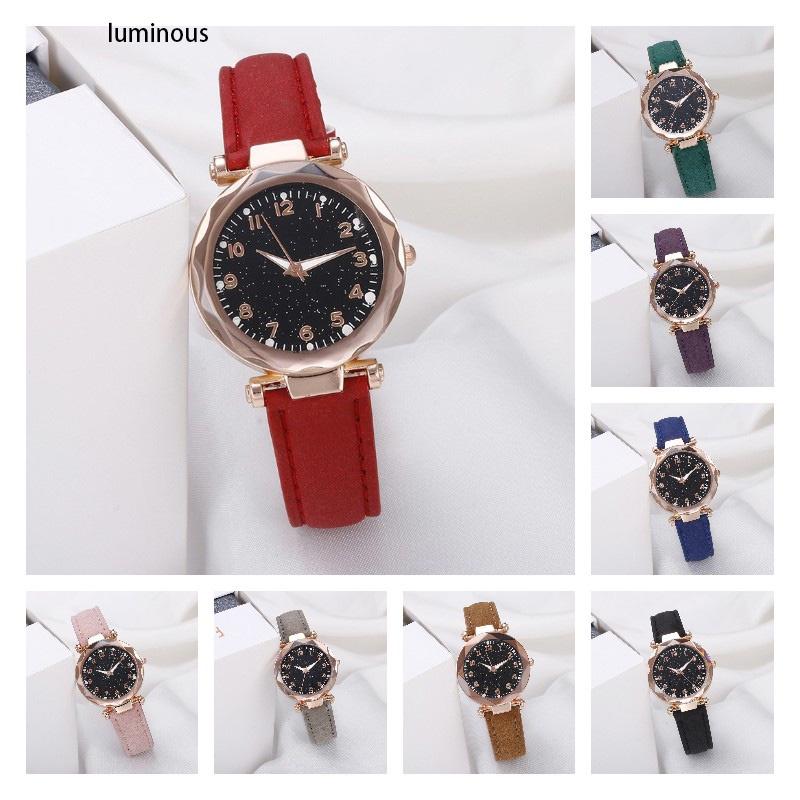 Женские цифровые ремешковые часы с дизайном ночного неба, повседневные кварцевые наручные часы